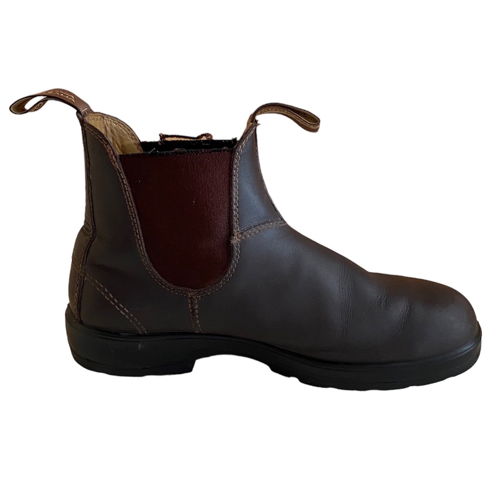 Blundstone Size 6 Elastic Sided Chelsea Boots In Stout Brown Leather Upper FLAW